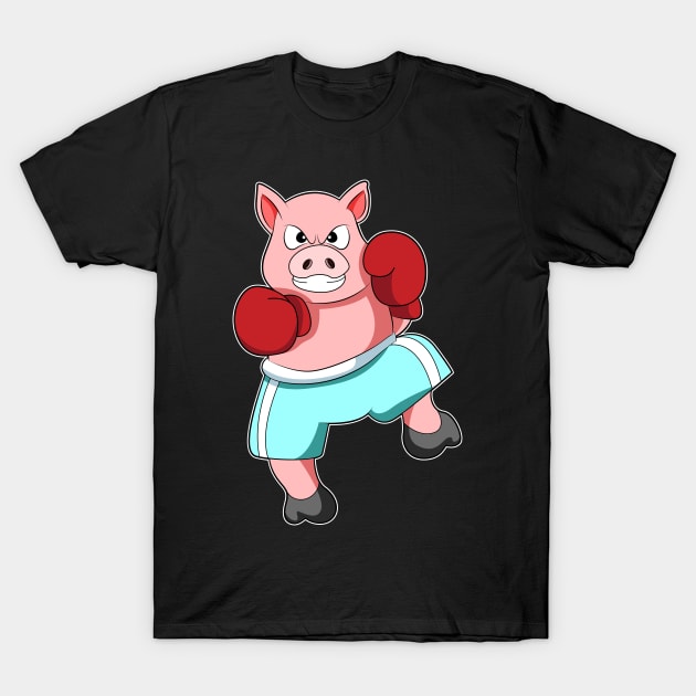 Pig as Boxer with Boxing gloves T-Shirt by Markus Schnabel